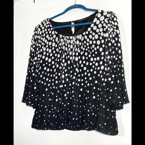 Sara Michelle Black/White Polkadot blouse Sz L